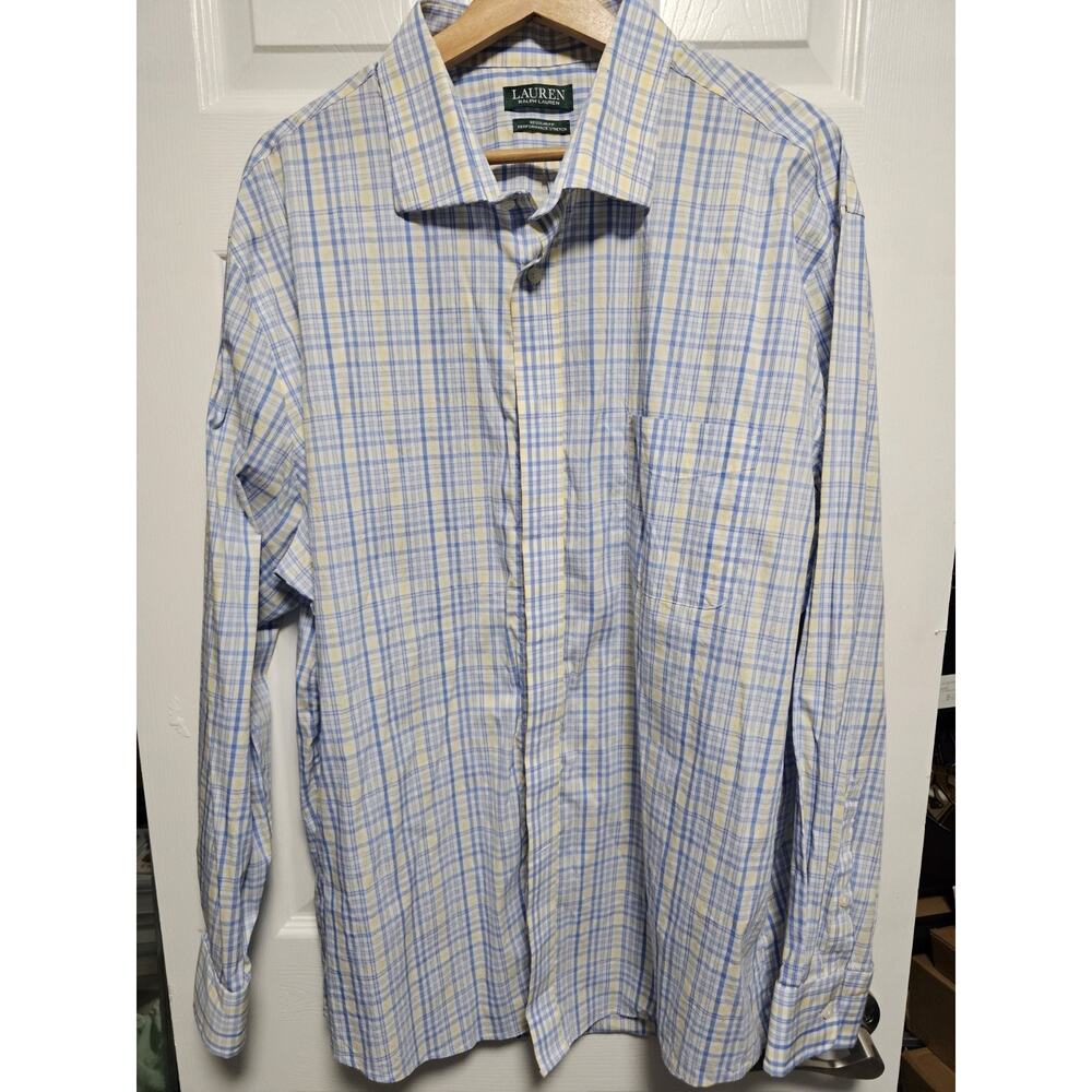 Lauren Ralph Lauren Regular Fit Mens 18-18.5 34/35 XL Long Sleeve Shirt Plaid